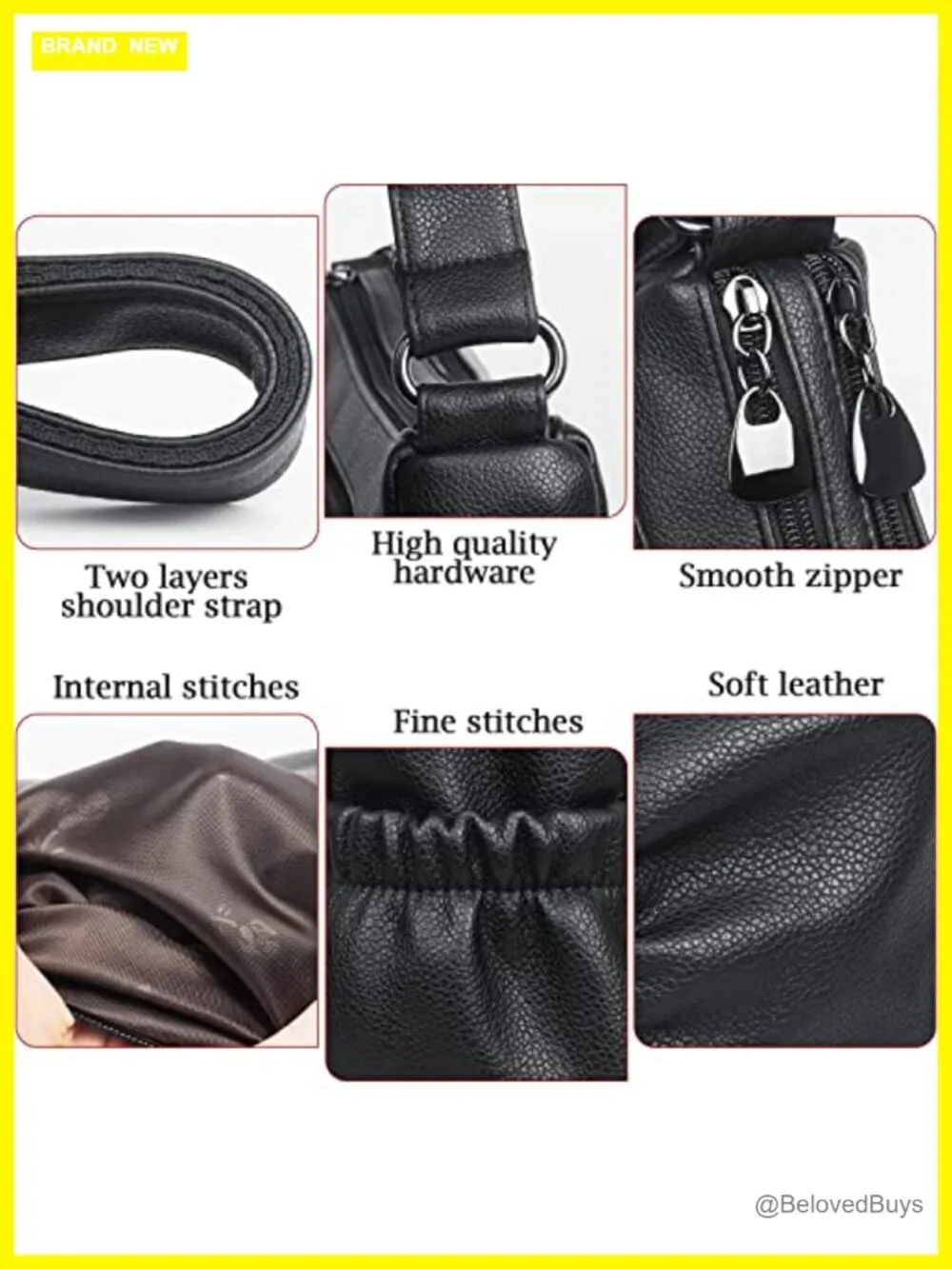 Women's Soft PU Leather Satchel Crossbody Bag Medium Roomy Handbag with